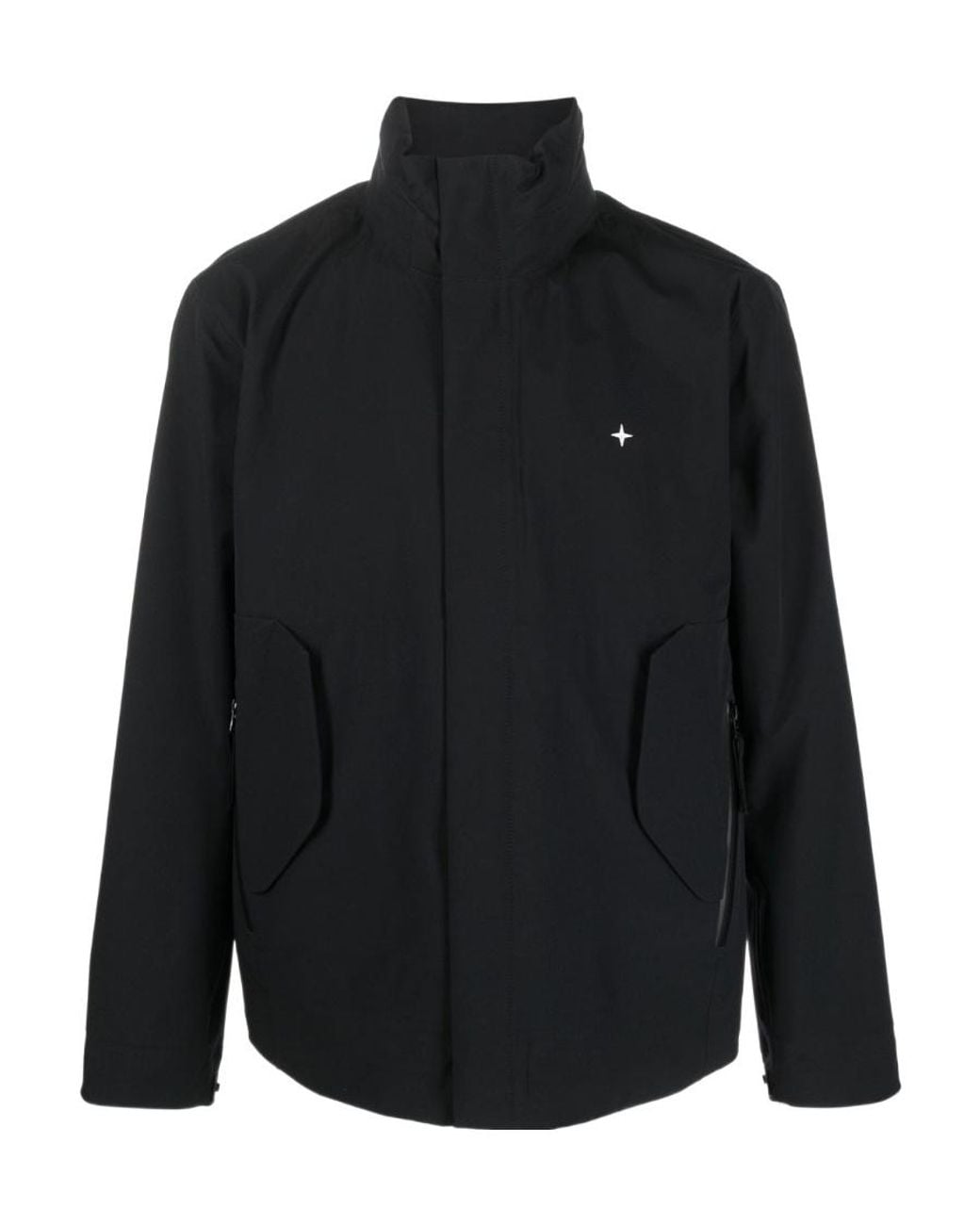 Stone Island Black High-Neck Zip-Up Jacket for men