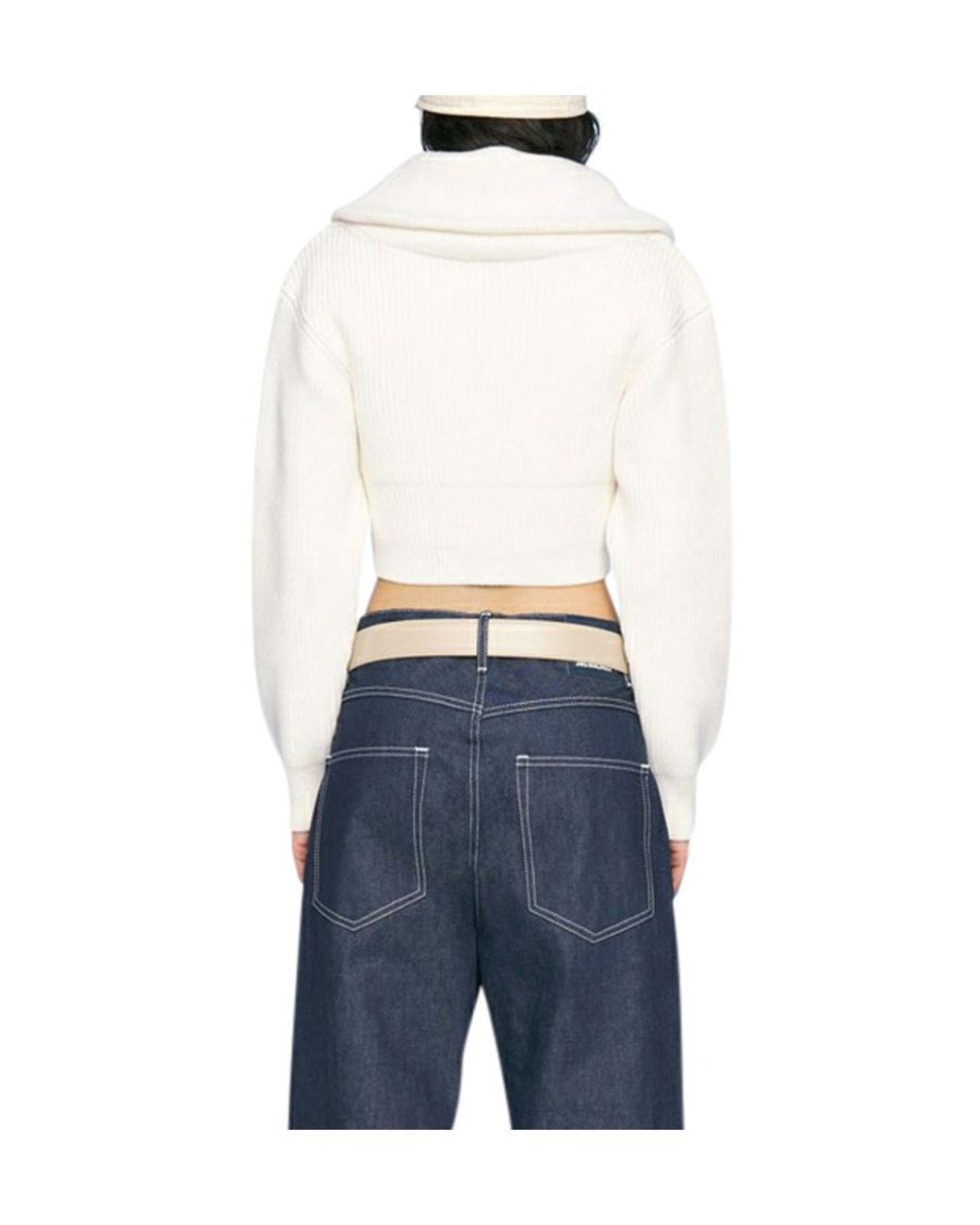 Jacquemus White Risoul Double Collar Sweater