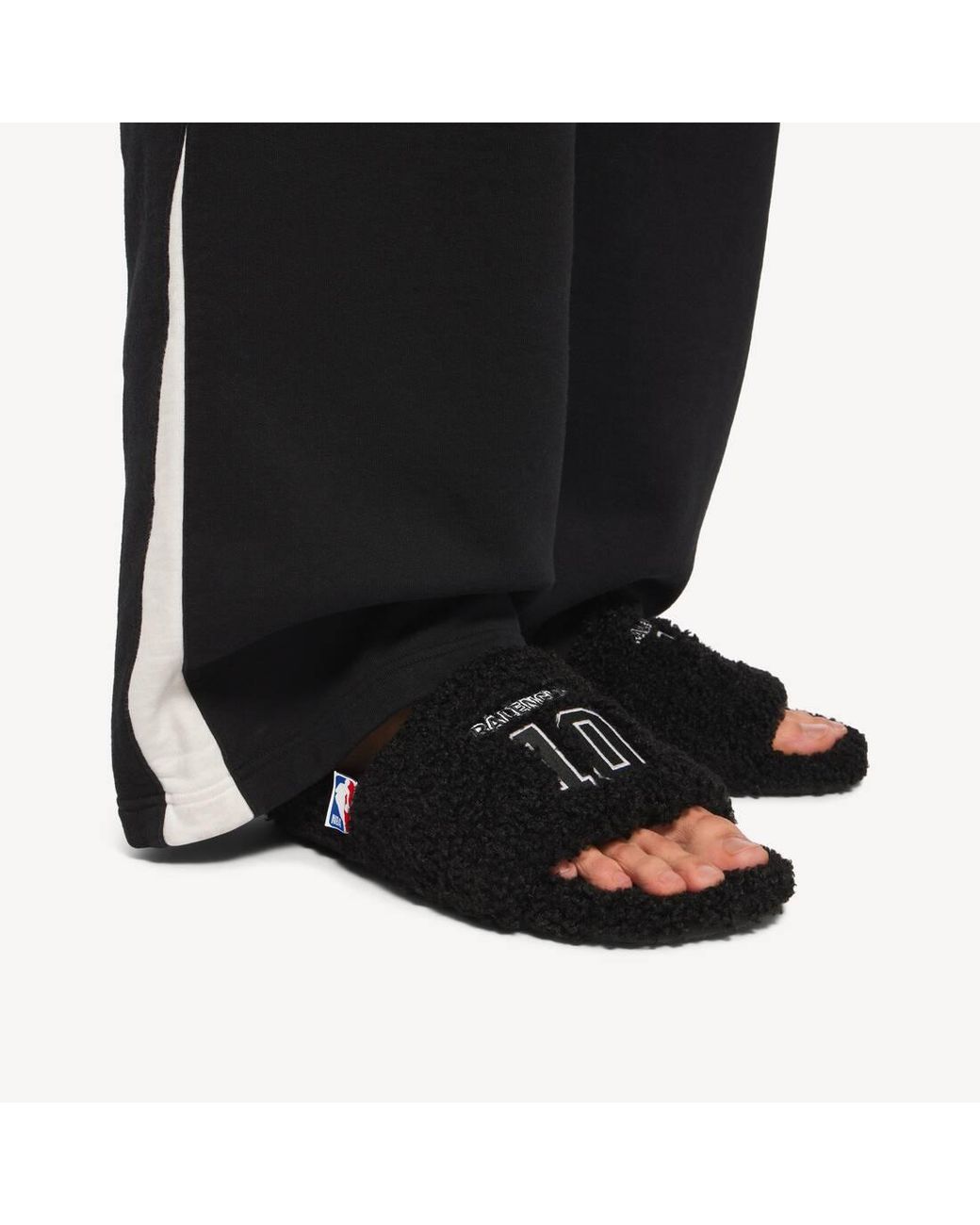 Balenciaga Black Nba Collaboration Furry Open Mule for men