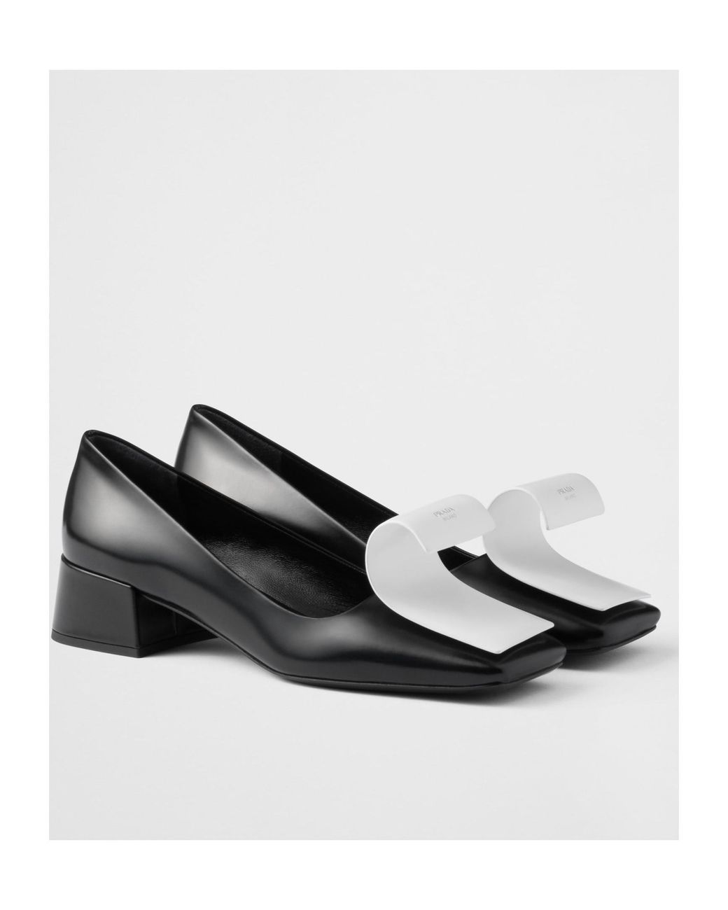Prada Black Two-Toned Square-Toe Pumps