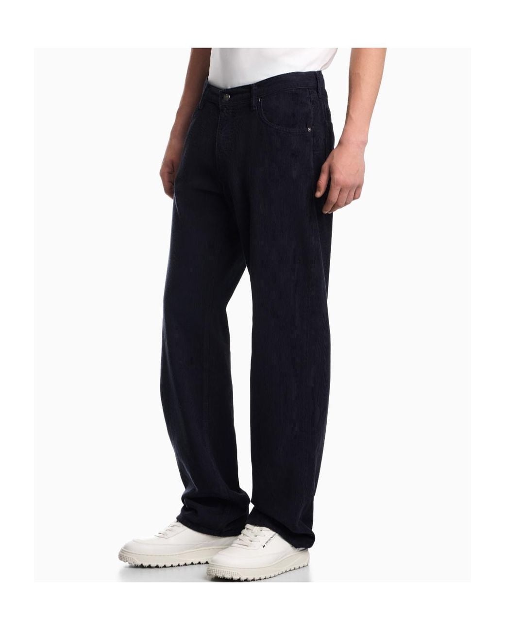 Emporio Armani Blue Regular Fit Five-Pocket Trousers for men