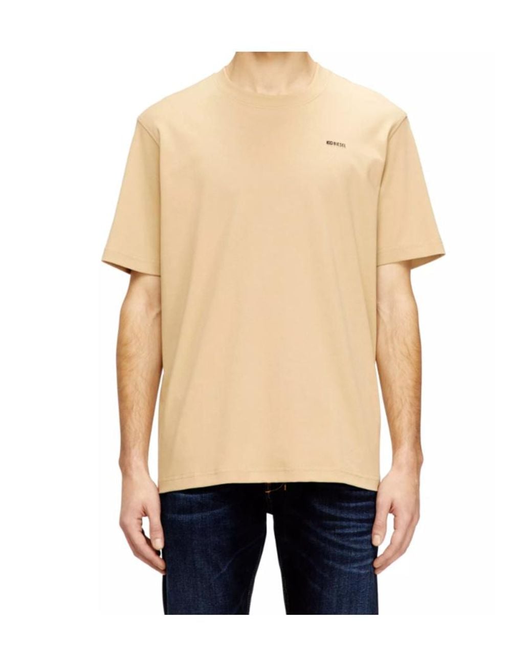 DIESEL Natural T-Adjust-Met Logo Lettering Crewneck T-Shirt for men