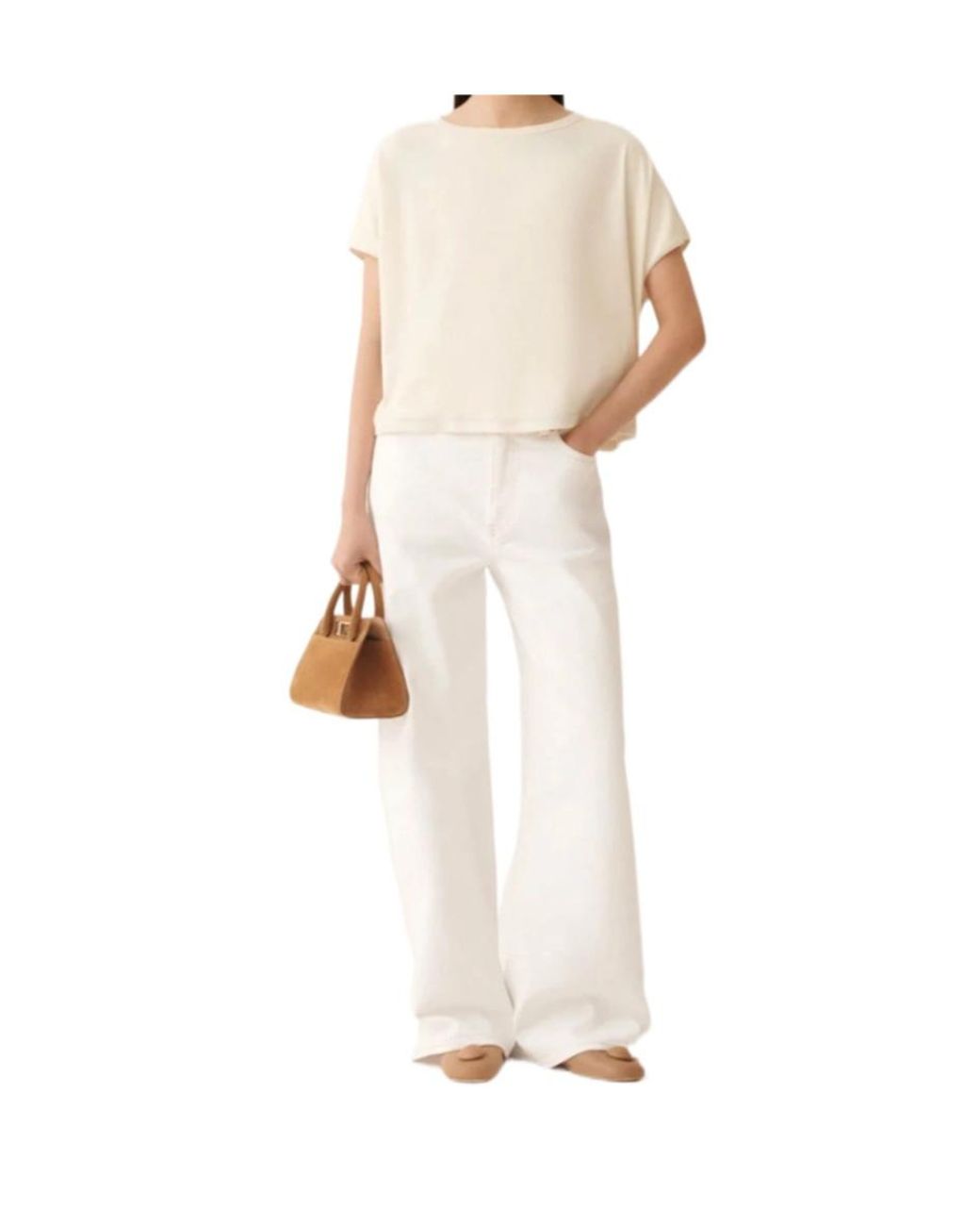 Fabiana Filippi White Relaxed Cap-Sleeved T-Shirt