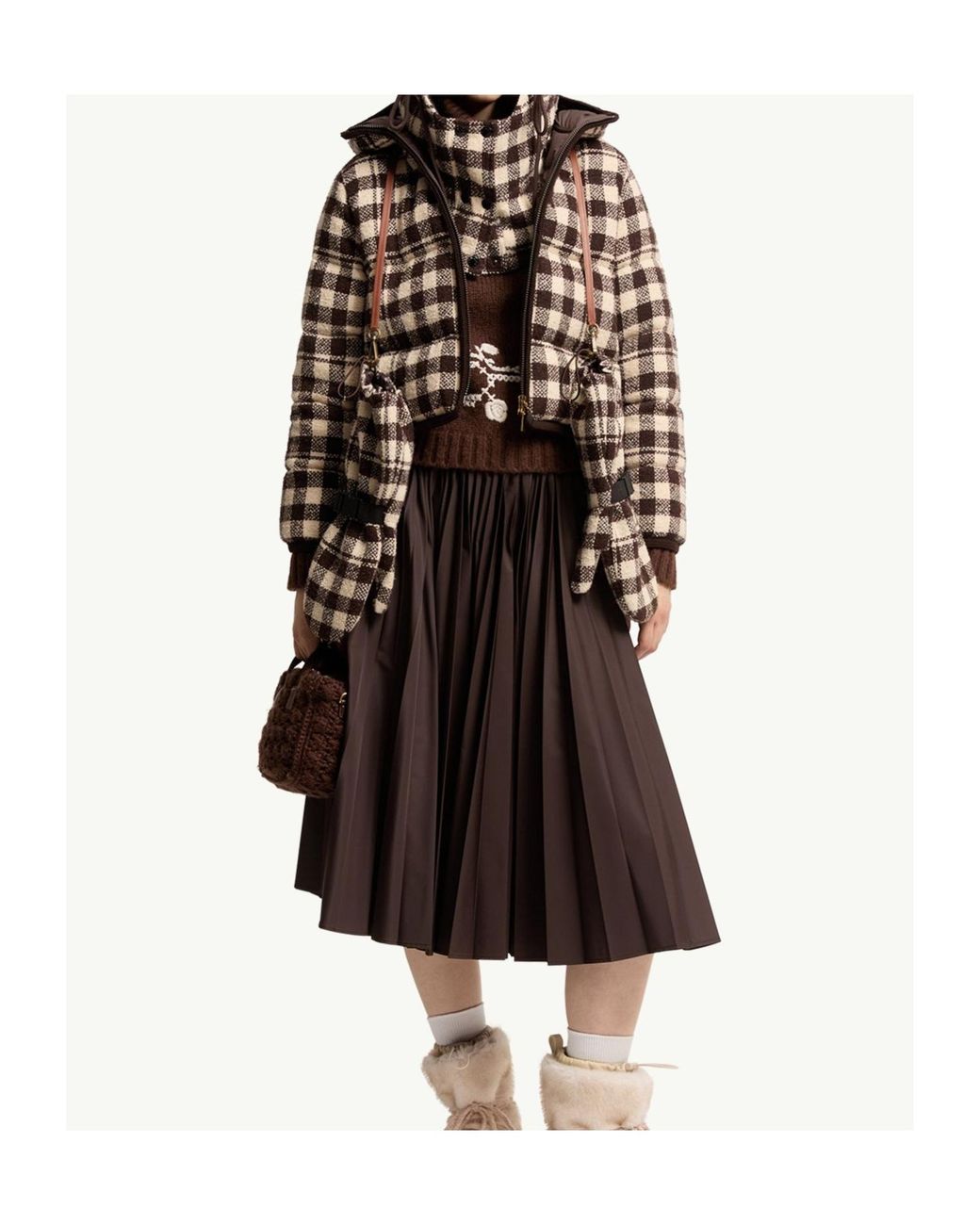 Moncler Brown Abstraction Hooded Short Down Jacket