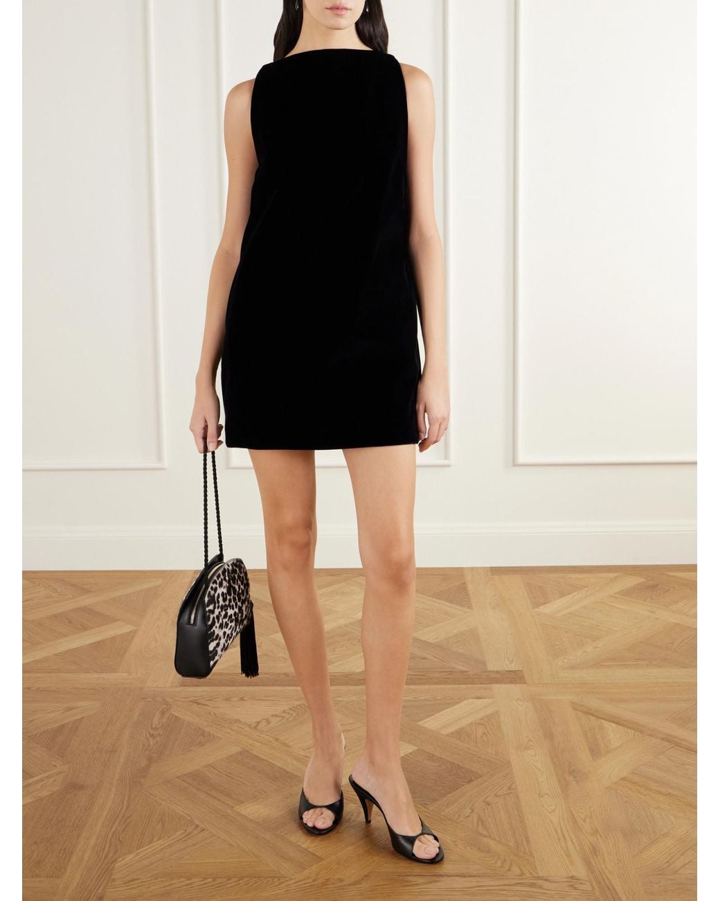 Brandon Maxwell Black Paneled Velvet Mini Dress