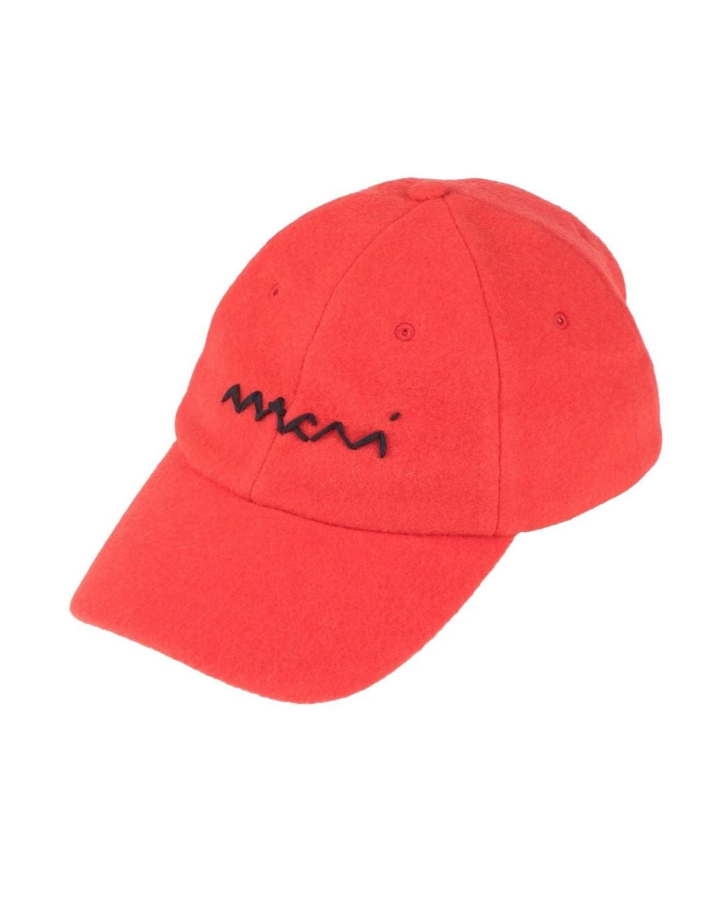 Marni Red Solid-Color Flannel Baseball Cap