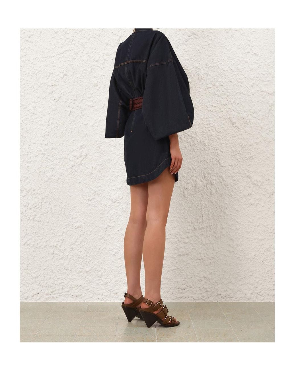 Zimmermann Blue Bishop-Sleeve Denim Mini Dress