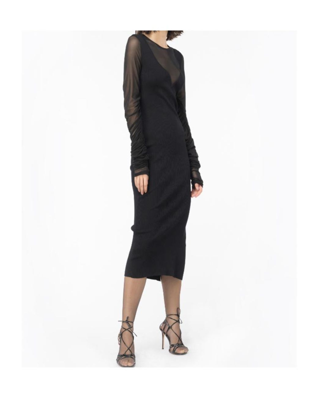 Pinko Blue Panelled Ribbed-Knit Midi Dress