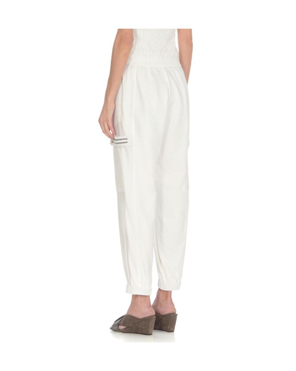 Brunello Cucinelli White Drawstring Cargo Pants