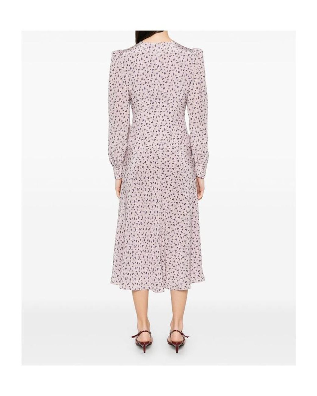 Alessandra Rich Purple Small Rose Print Dress