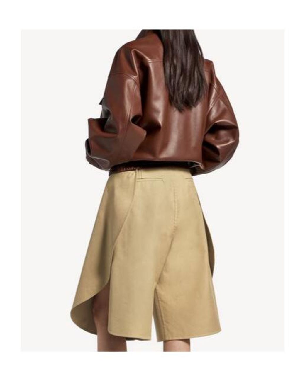 Balenciaga Brown Oversized Cropped Leather Jacket