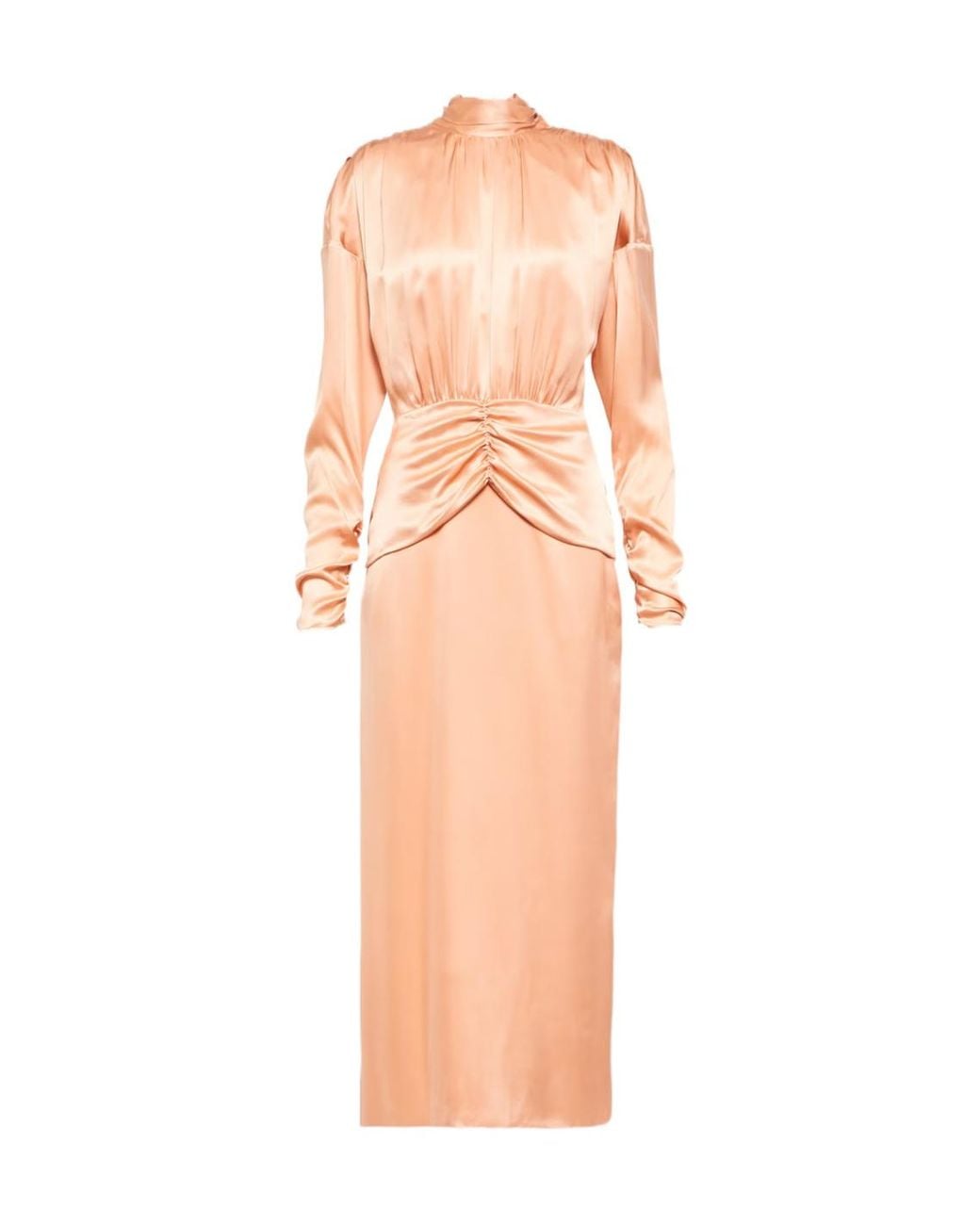 Alessandra Rich Pink Tie-Neck Silk Satin Midi Dress