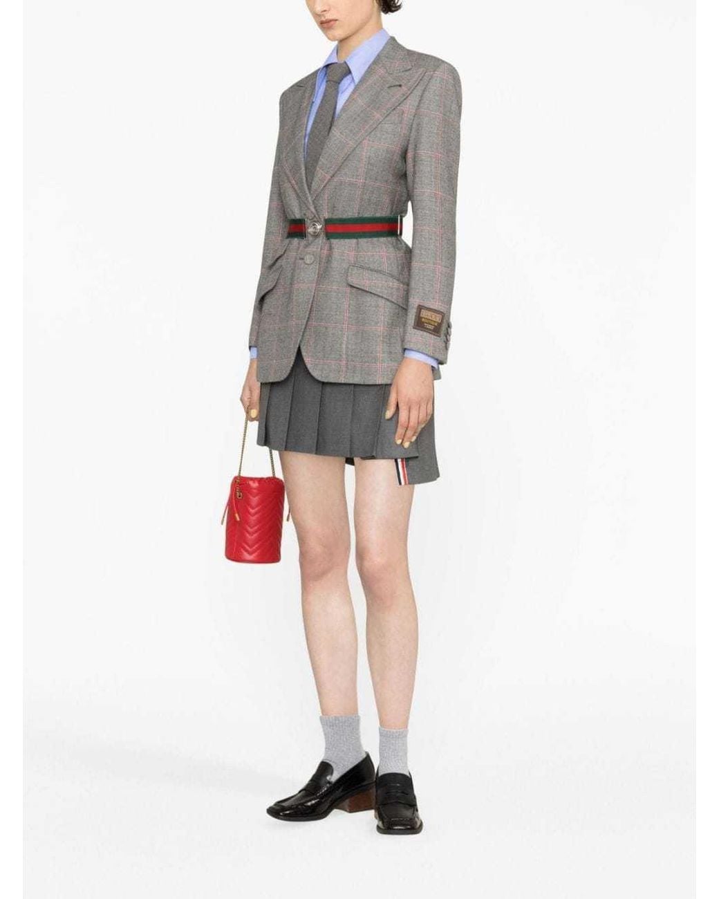 Gucci Gray Checked Tailored Jacket