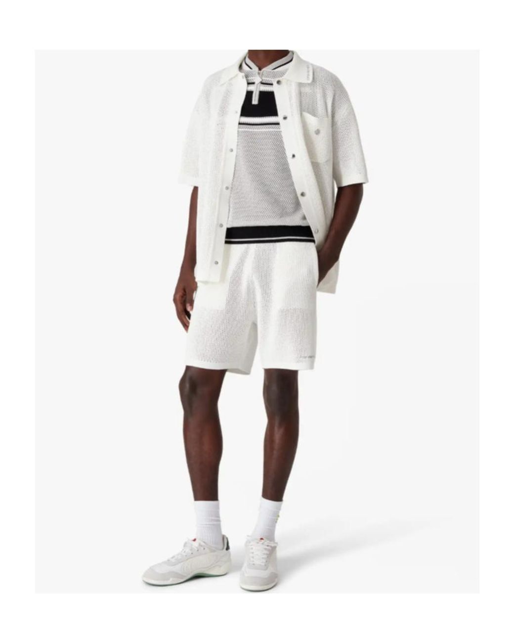 Casablanca White Logo-Embroidered Mesh Shorts for men