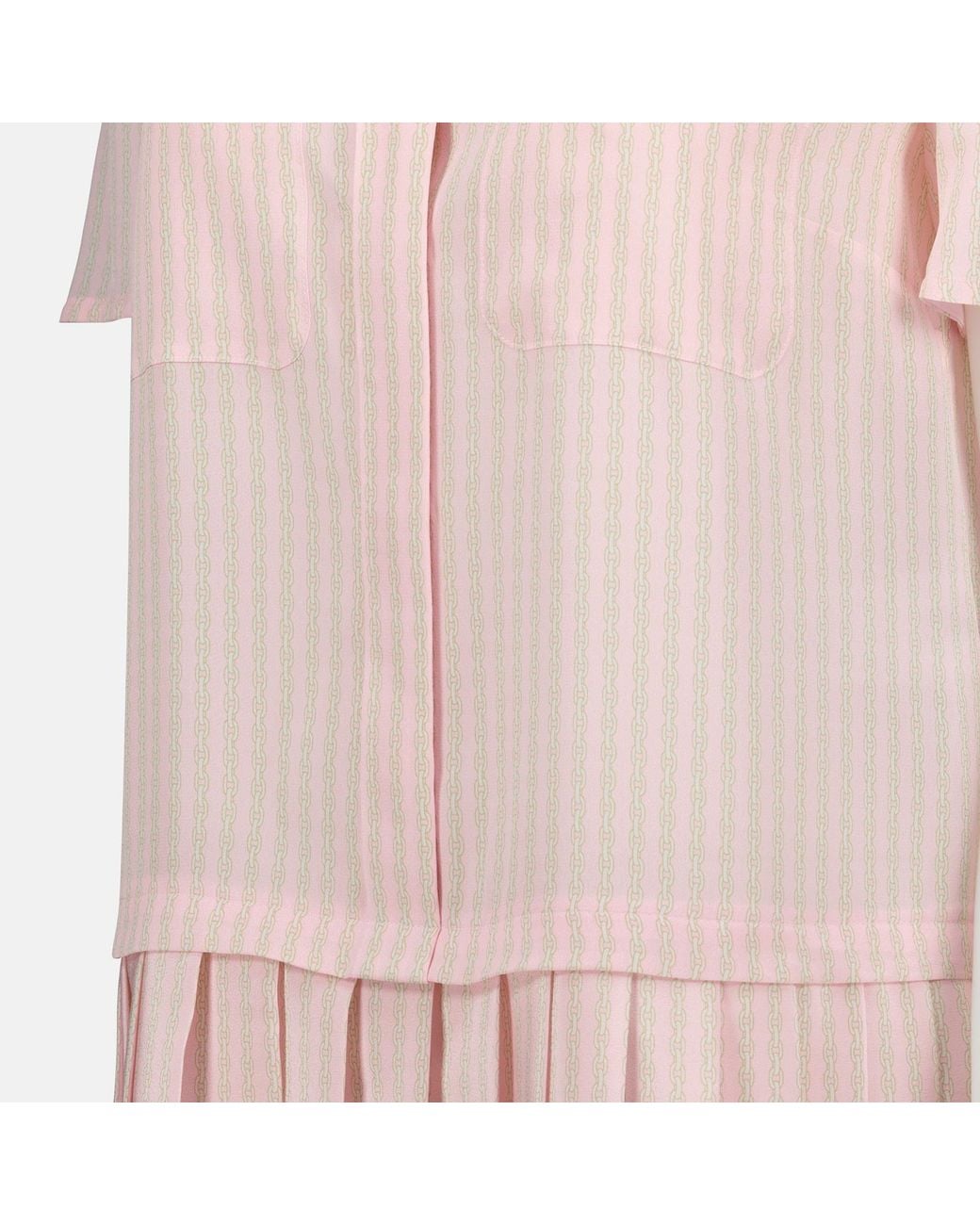 Versace Pink Chain-Printed Pleated Dress