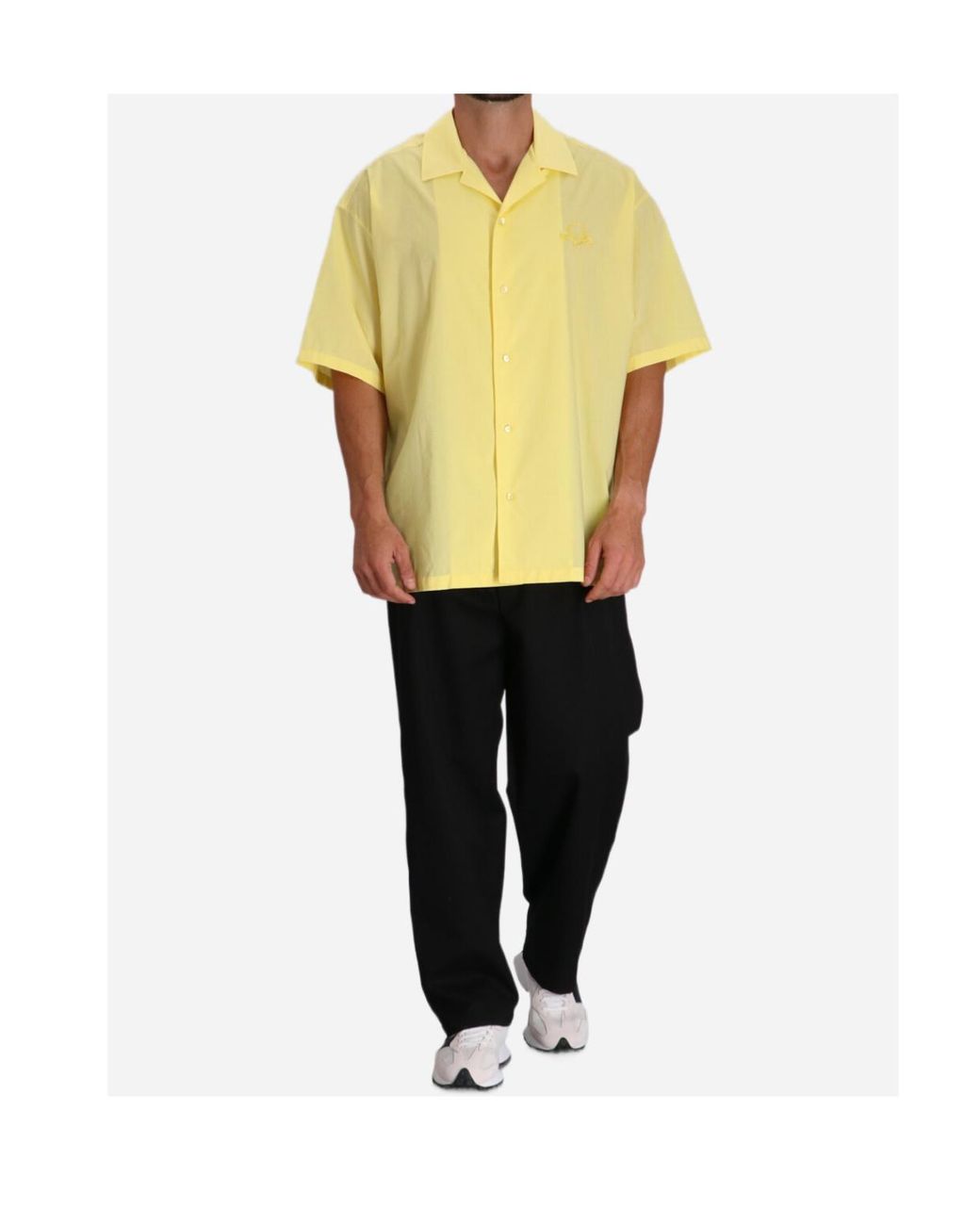 Moschino Yellow Short-Sleeve Button-Up Shirt for men