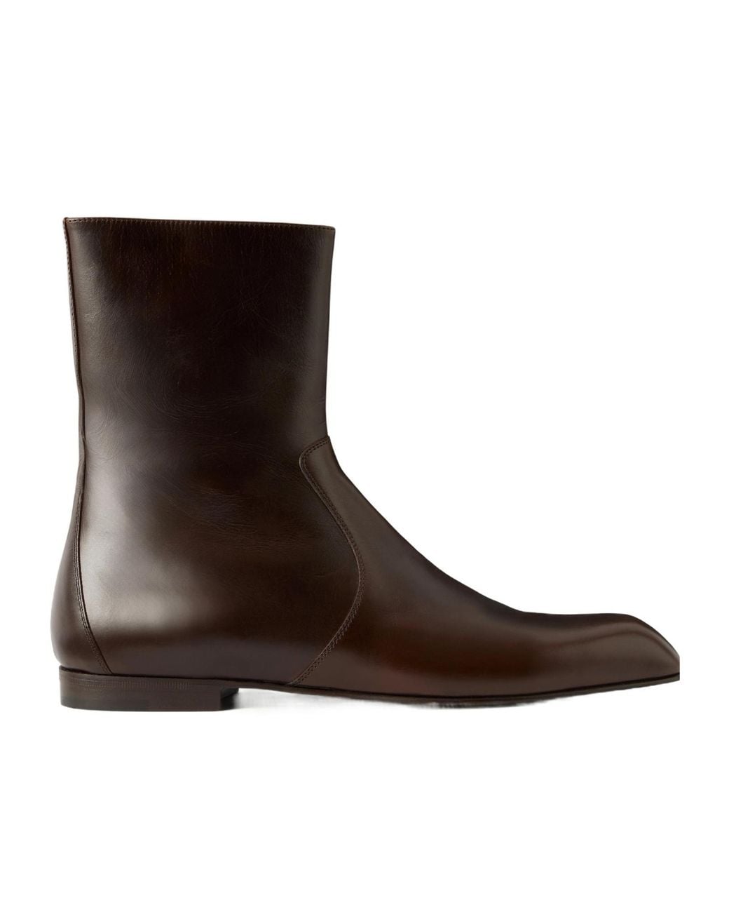 Khaite Brown Leather Ankle Boots