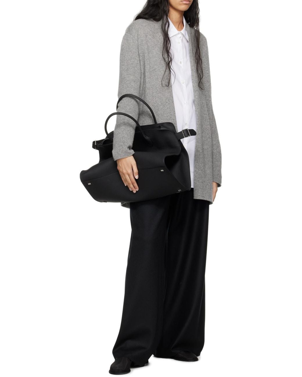 The Row Gray Cashmere Knitted Cardigan