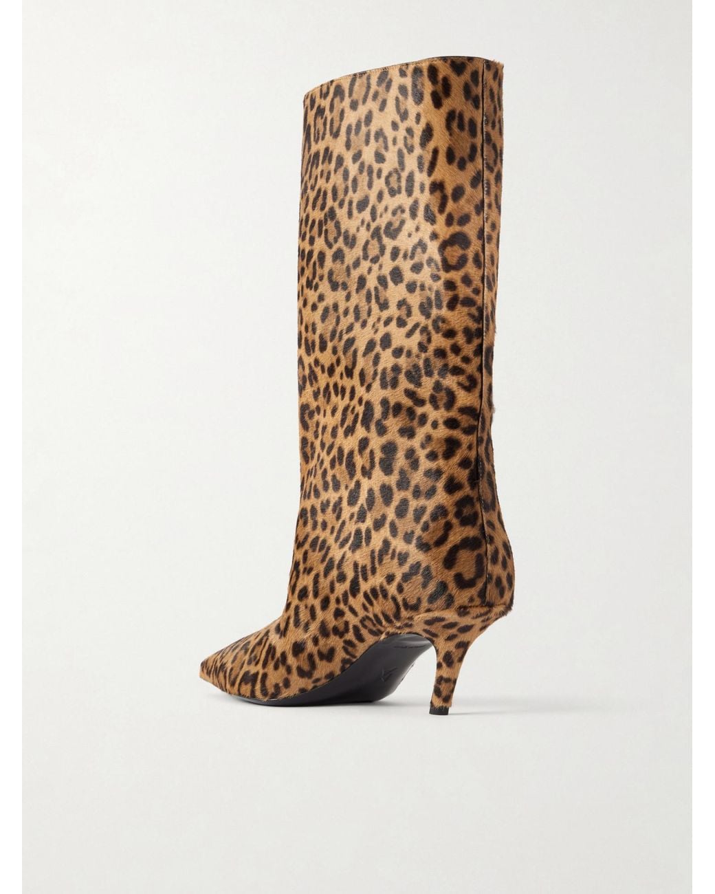 AMINA MUADDI Brown Fiona 60 Leopard-Print Calf Hair Knee Boots