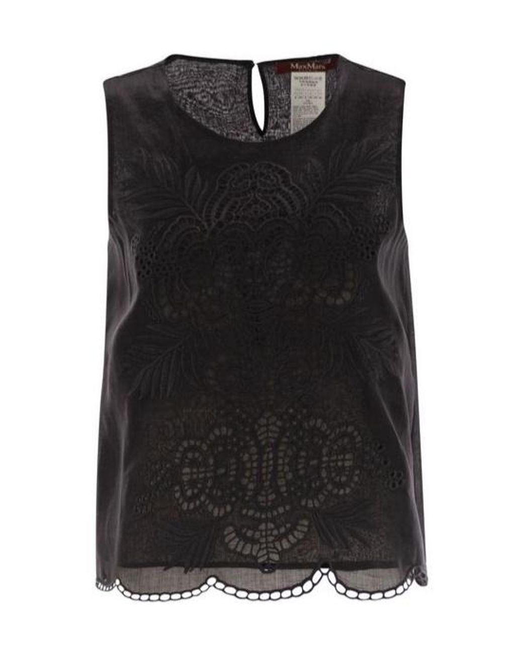 Max Mara Black Studio Efeso Embroidered Sleeveless Top
