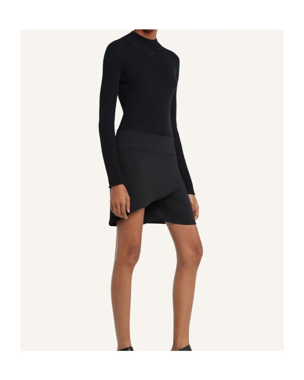 Courreges Blue Pinko Solar Light Ribbed Mockneck Jumper