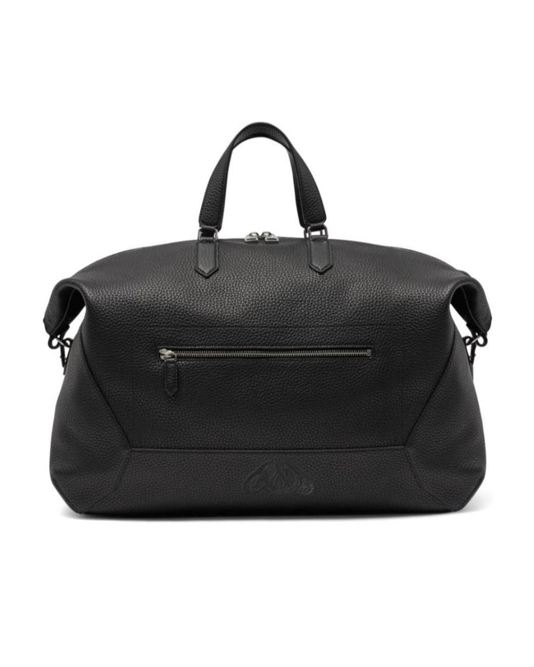 McQueen Black The Edge Zipped Duffle Bag for men