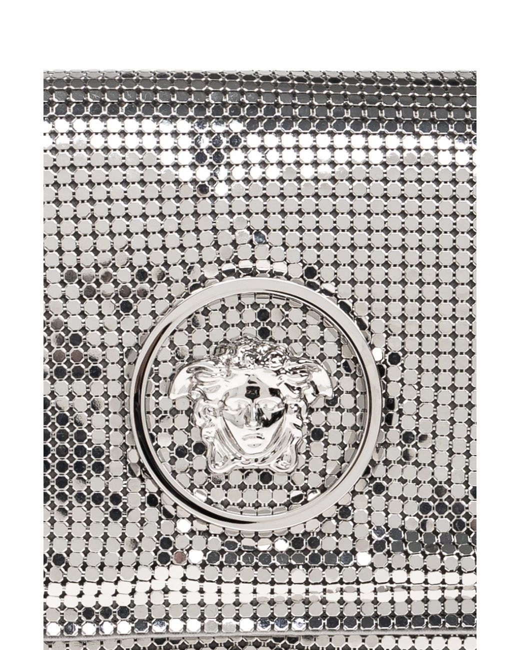 Versace Gray Embellished Chain-Linked Clutch Bag