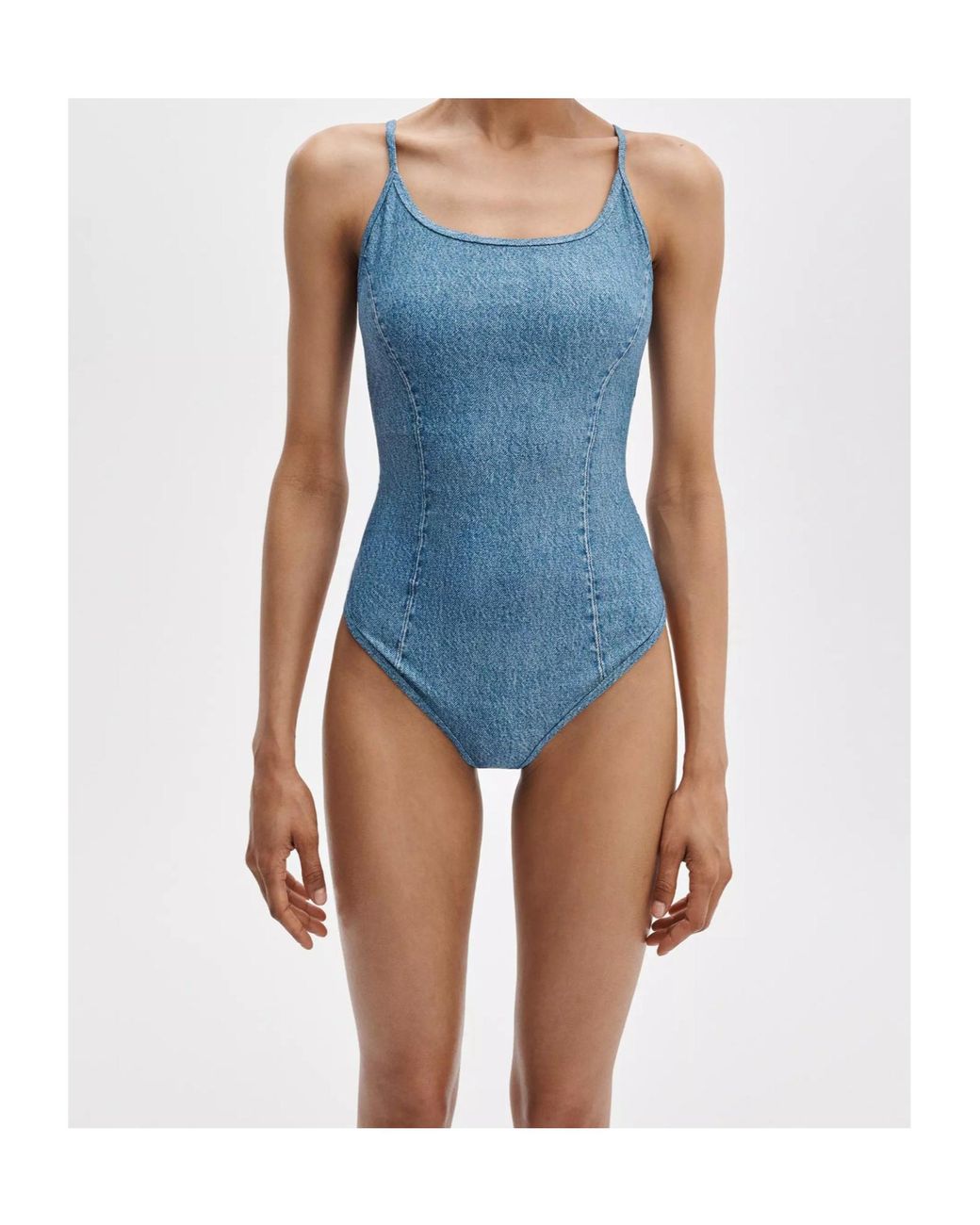 Rag & Bone Blue Thin-Strapped One-Piece Swimsuit