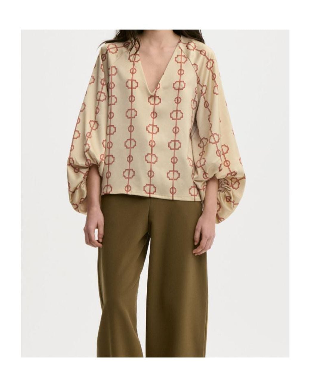 By Malene Birger Natural Salia Printed Top