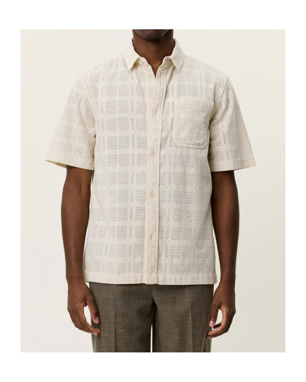 Les Deux White Charlie Open-Work Shirt for men