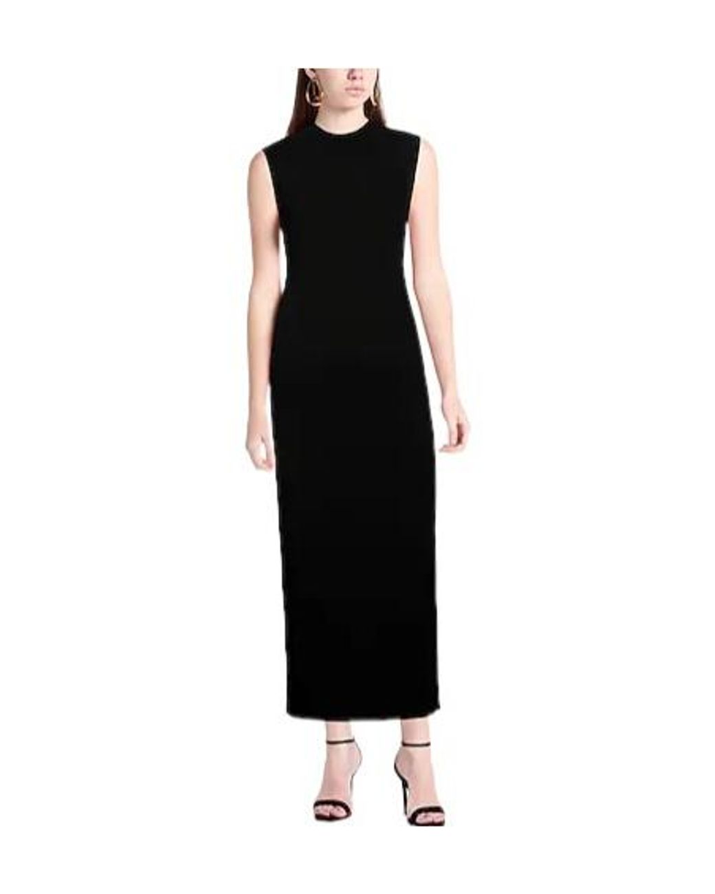 Sportmax Black Sleeveless Turtleneck Fitted Knit Dress