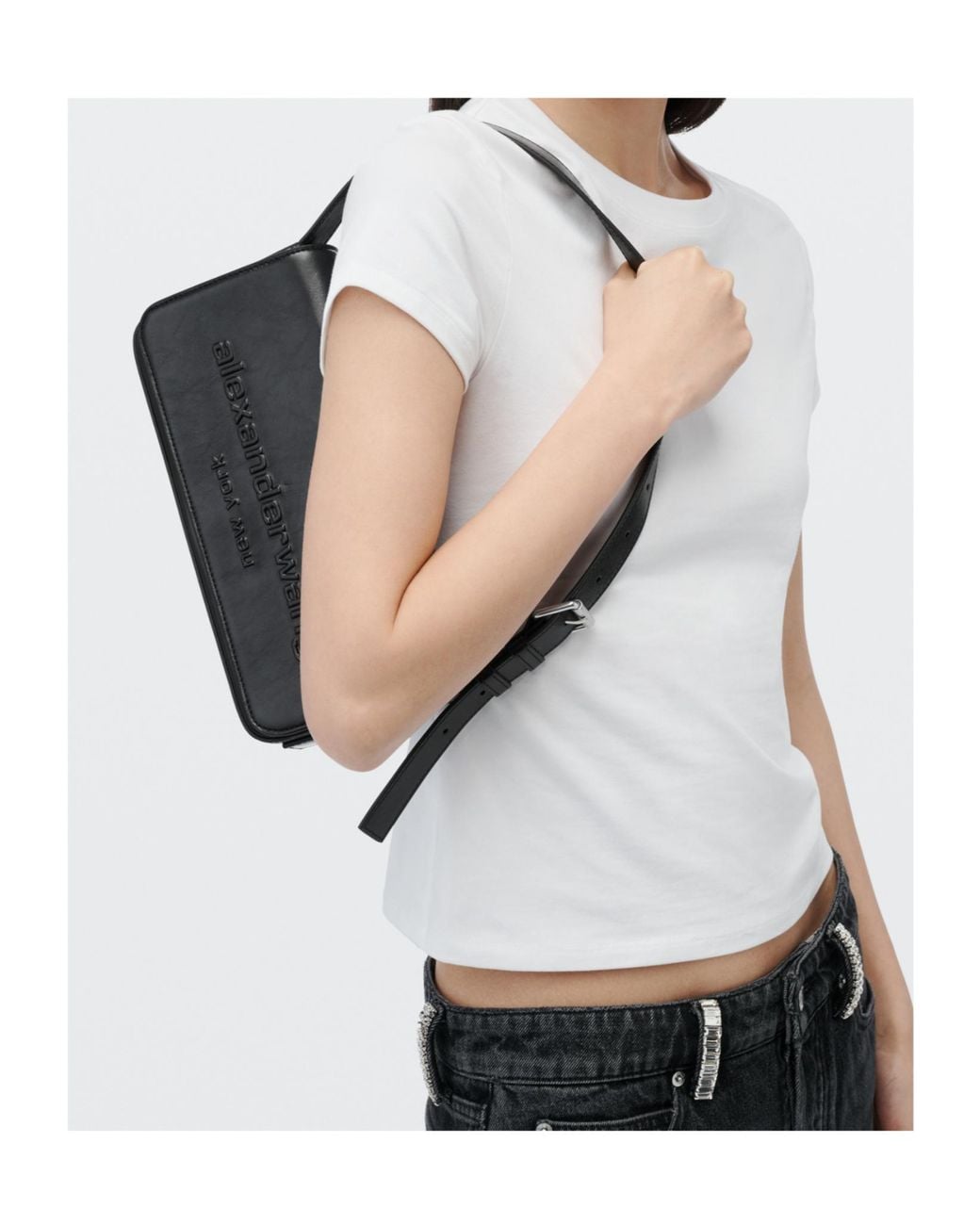 Alexander Wang Black Punch Flap Shoulder Bag