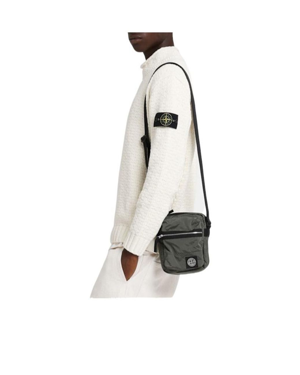 Stone Island Black Coated Nylon Pouch for men