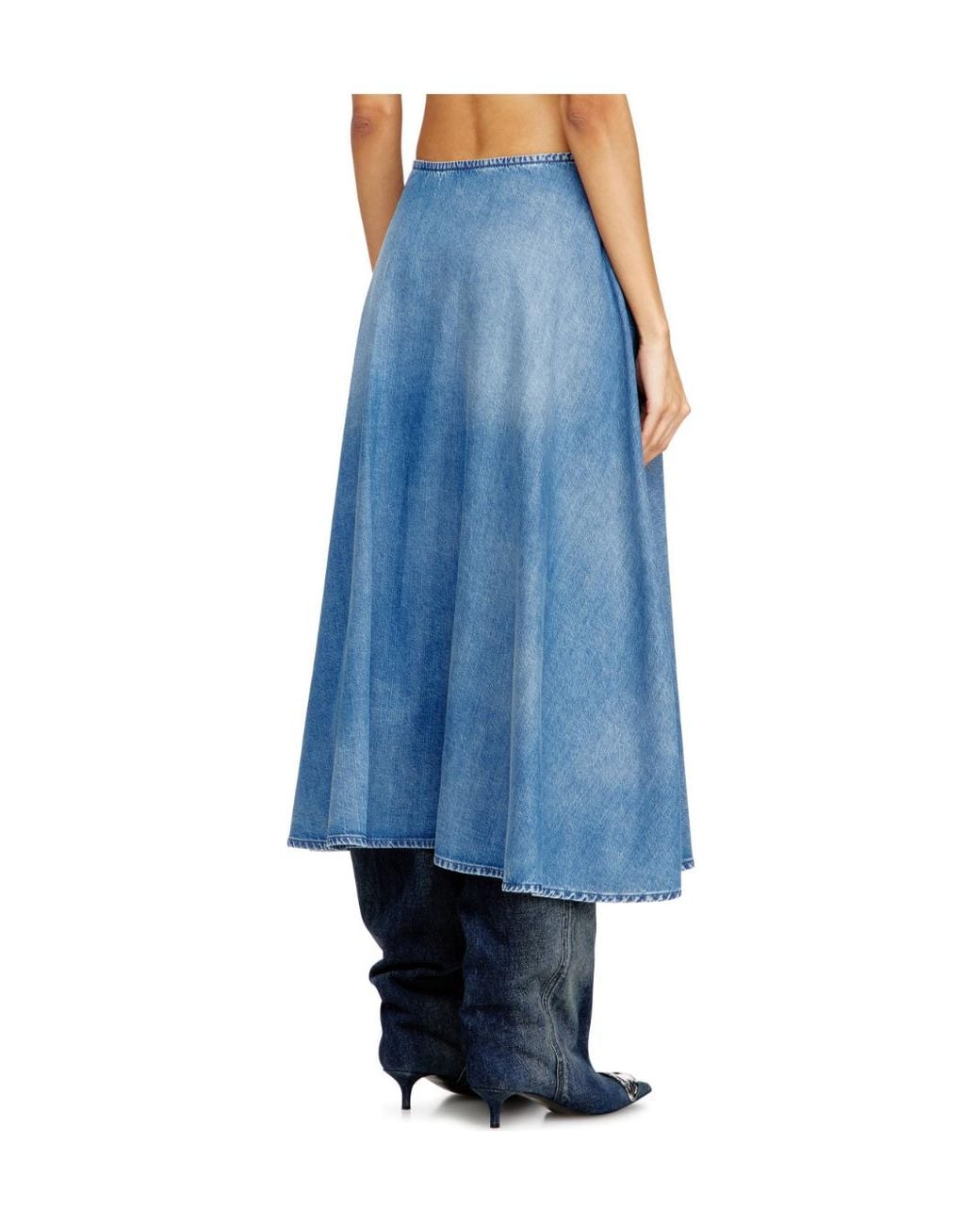 DIESEL Blue De-Annie-S3 Fluid Denim Skirt