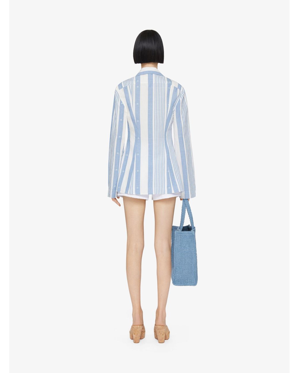 Givenchy Blue Striped Long-Sleeved Blouse