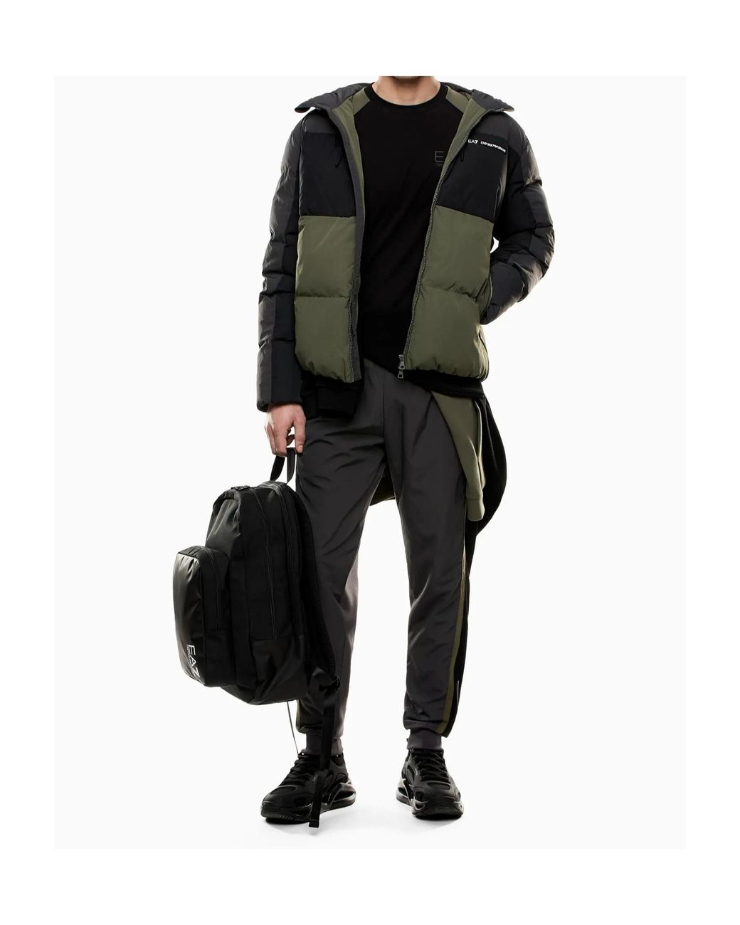 EA7 Green Athletic Colour Block Nylon Jacket for men