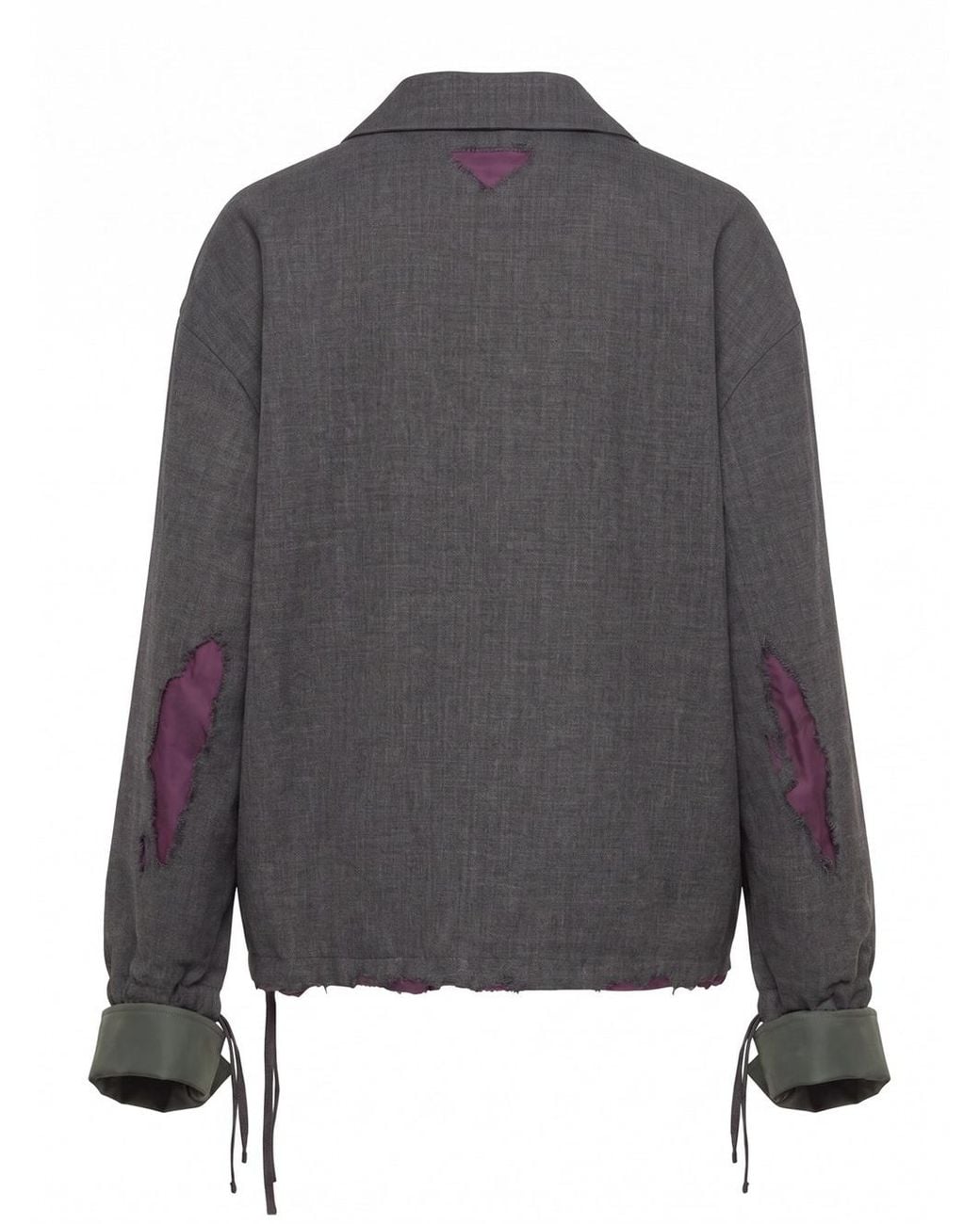 Prada Gray Bonded Devoré Hopsack Blouson Jacket