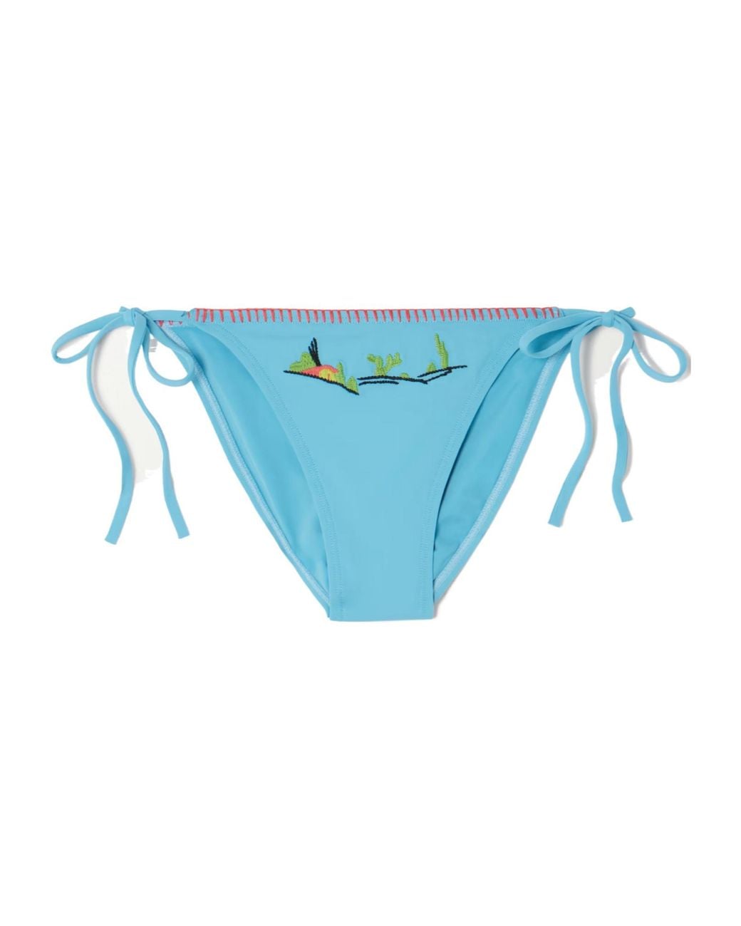 Staud Blue Sisley Embroidered Bikini Briefs
