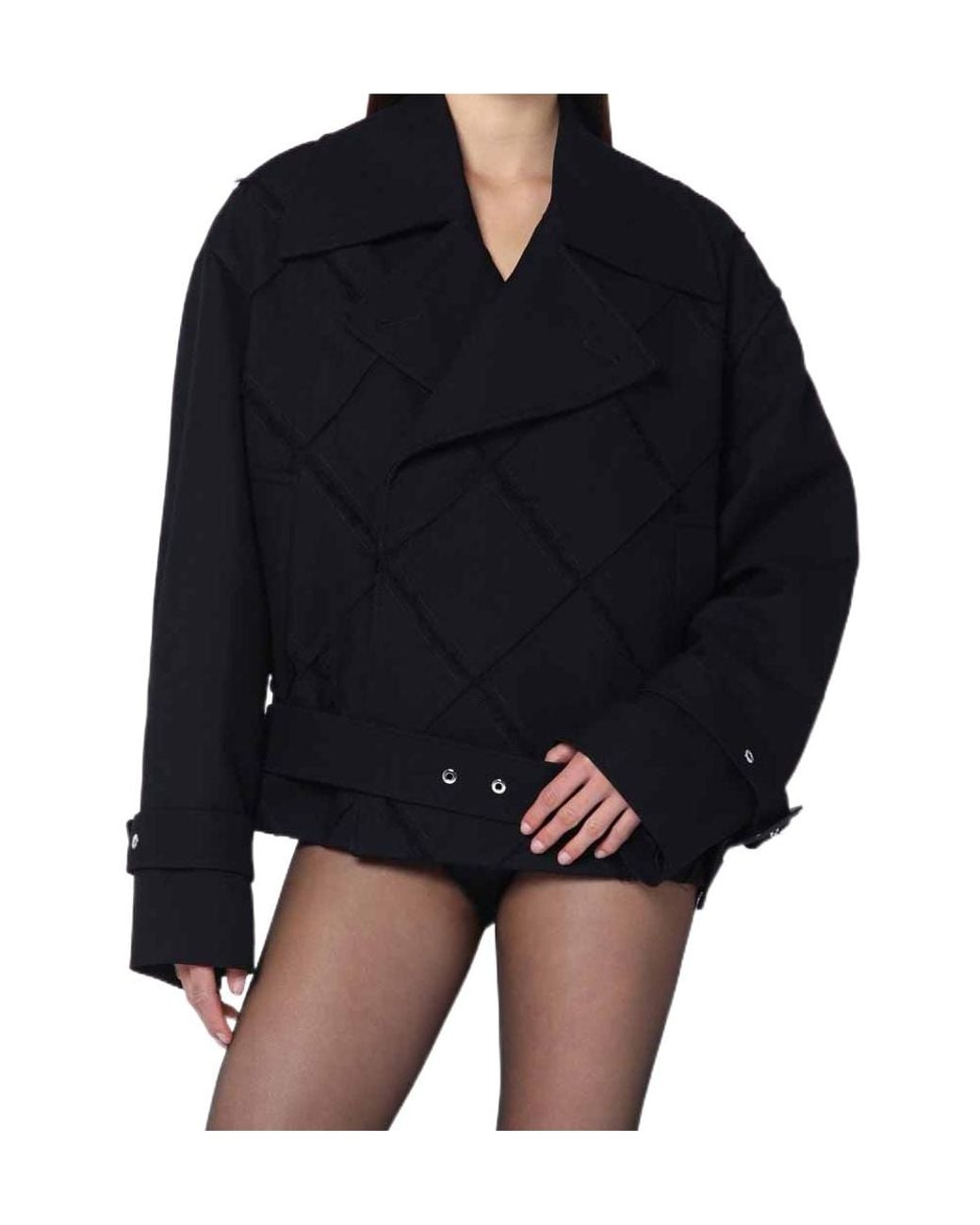 NAMACHEKO Blue Quilted Waist Trench Coat