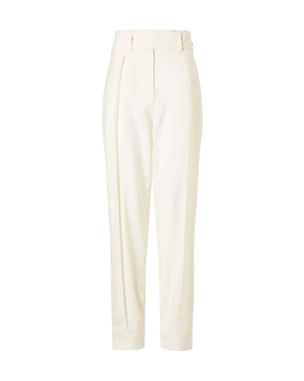 Sharon Wauchob White Clio Belted Wool Straight-Leg Pants