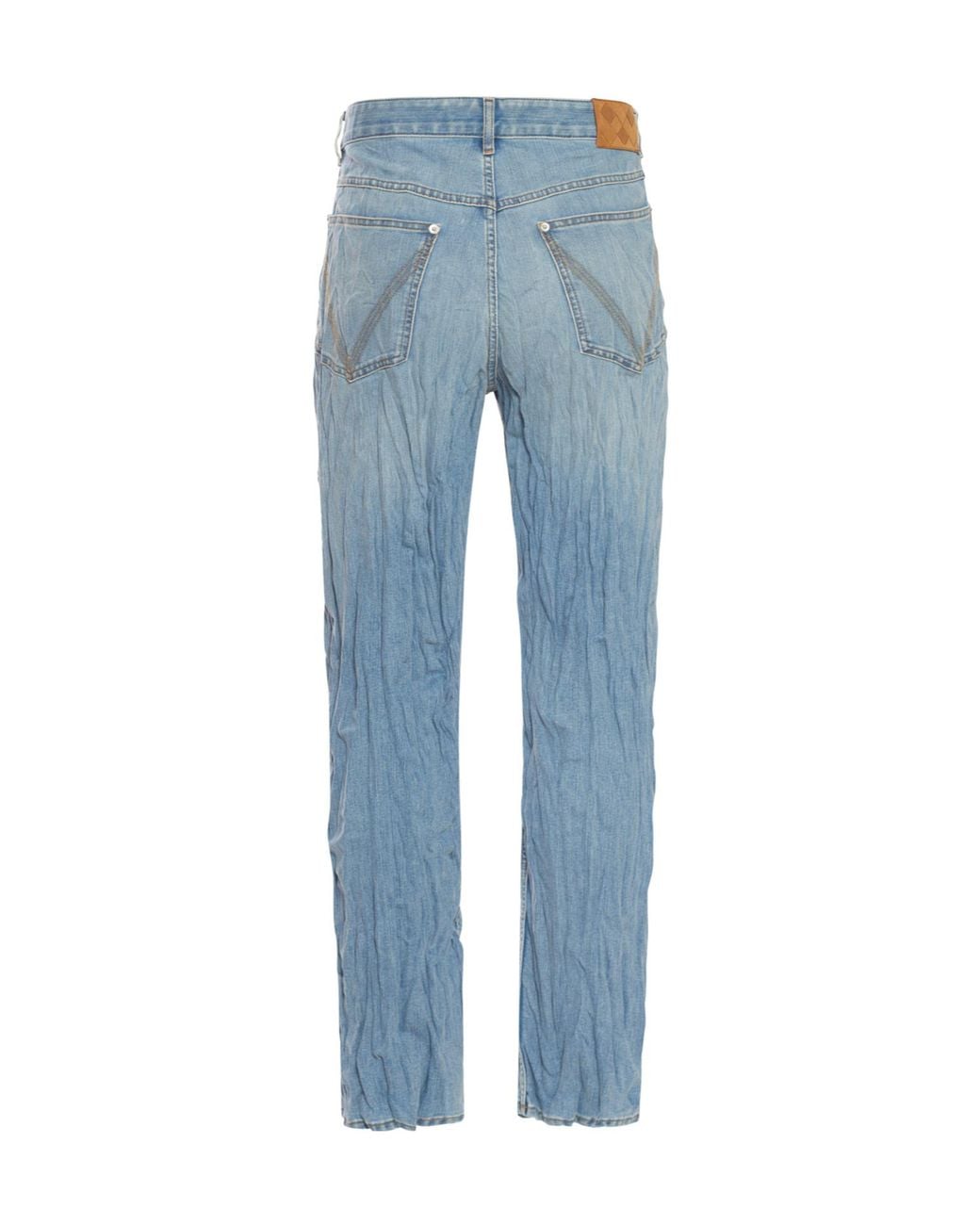 Bottega Veneta Blue Crushed Wide Leg Jeans for men