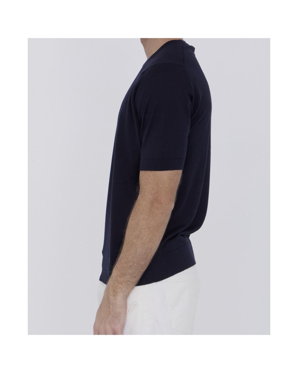 John Smedley Blue Kempton Crew Neck T-Shirt for men