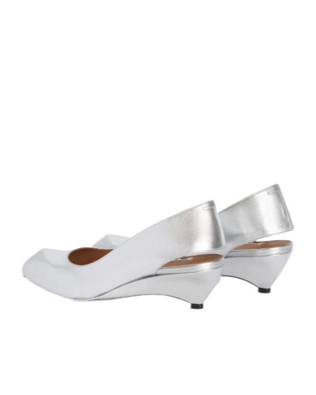 Jil Sander White Slingback Wedge Pumps