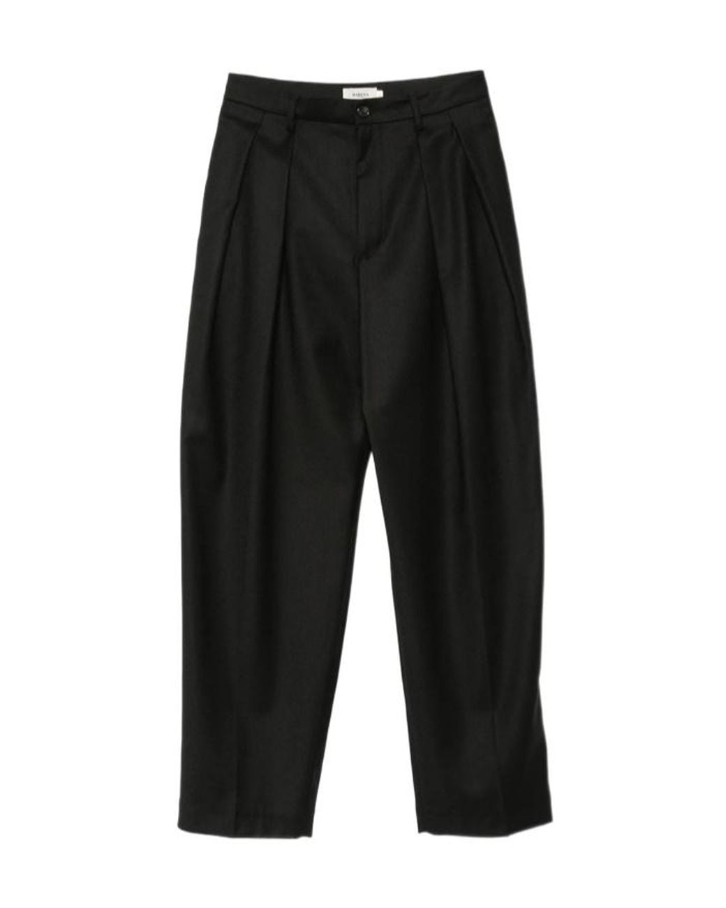 Barena Black Pleated Cropped Barrelleg Trousers
