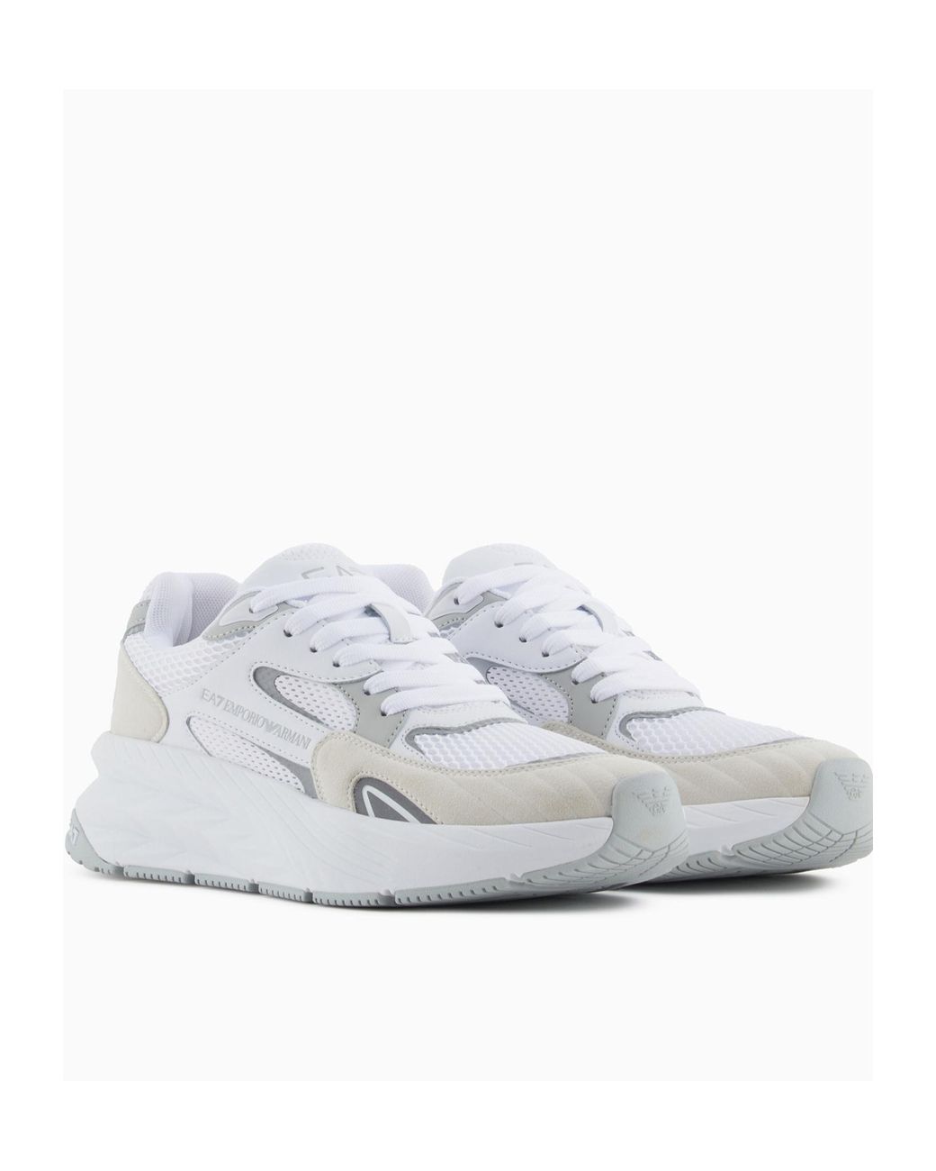 EA7 White Lace Up Sneakers for men