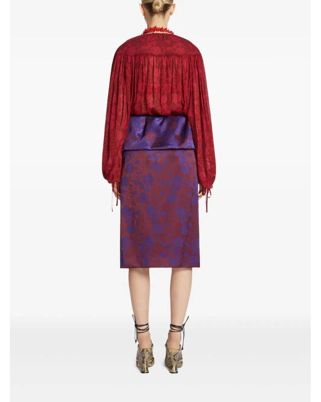 Dries Van Noten Red Round Neck Long Sleeve Top