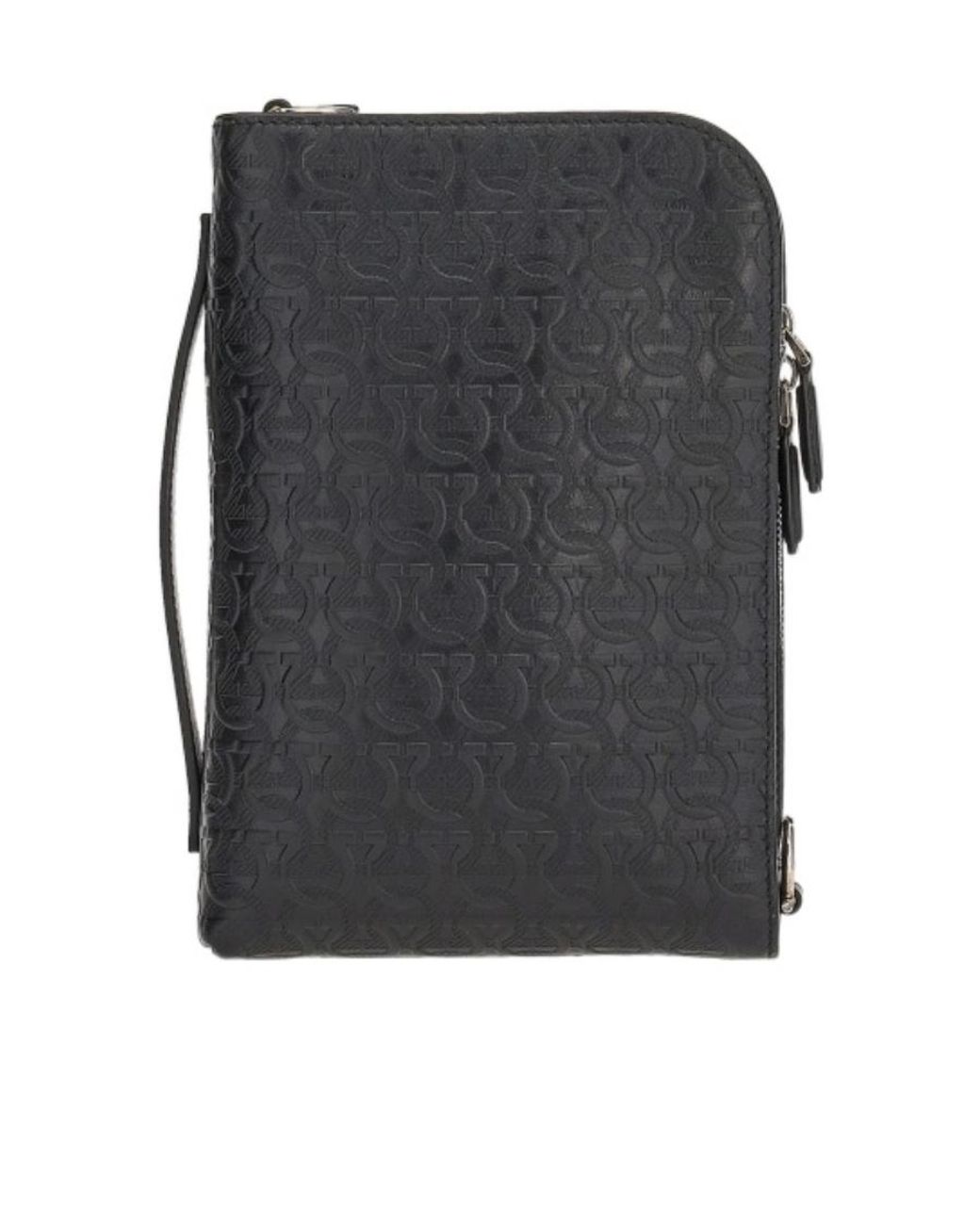Ferragamo Gray Gancini-Embossed Messenger Bag for men