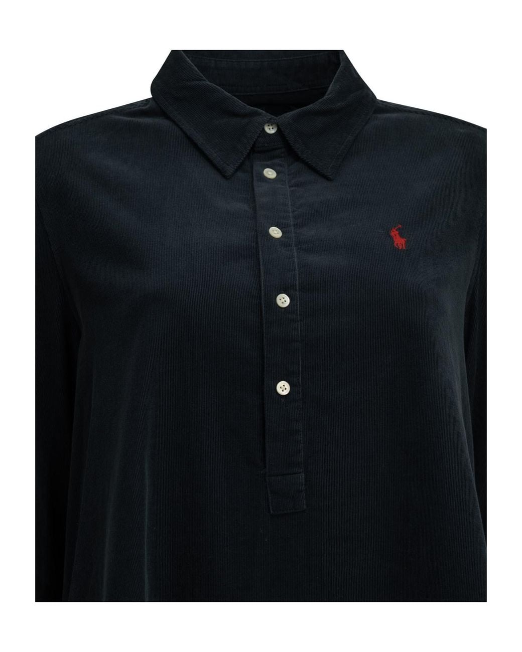 Polo Ralph Lauren Black Corduroy A-Line Shirt Dress