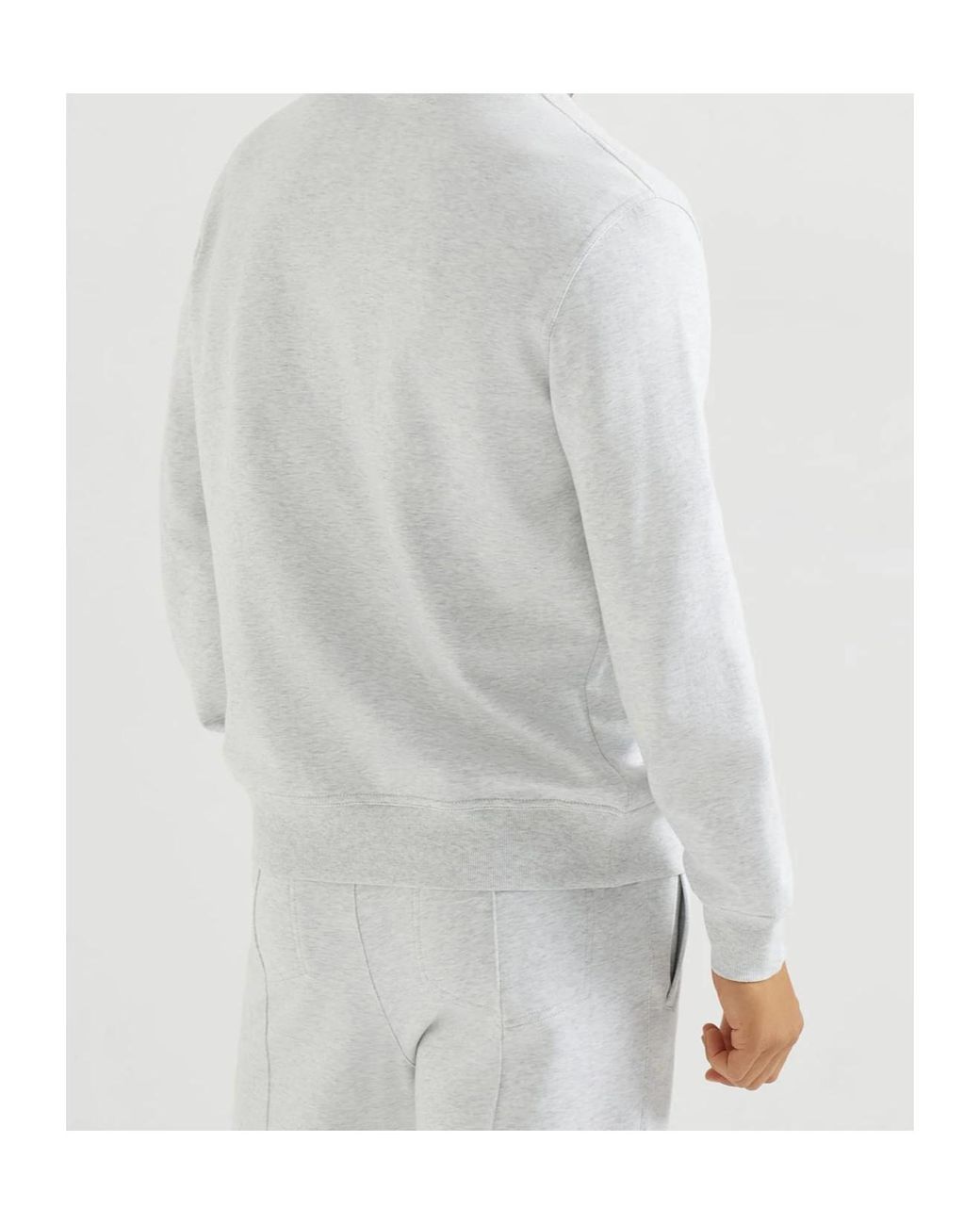 Brunello Cucinelli Gray Crewneck Zip-Up Sweatshirt for men