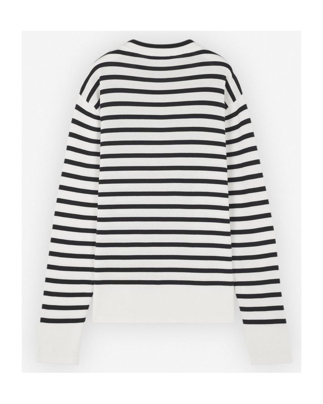 Maison Kitsuné White Maison Kitsuné Fox Head Intarsia Striped Jumper for men